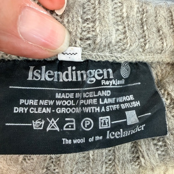 Vintage Islendingen Icelandic Wool Sweater Argyle Geometric Gray Beige Small - Picture 4 of 10